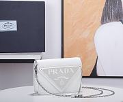 Prada Brushed Leather Shoulder Bag White 17x9x3cm - 3