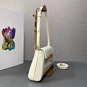 Prada Brushed Leather Shoulder Bag in White 28x14x7cm - 6