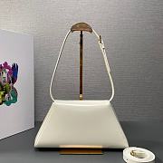 Prada Brushed Leather Shoulder Bag in White 28x14x7cm - 3