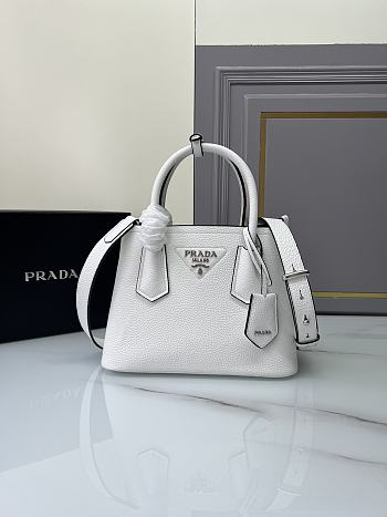 Prada Double Saffiano White Leather Tote Bag 25x18x12cm