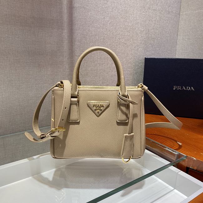 Prada Galleria Saffiano Beige Leather Micro 20x15x9cm - 1