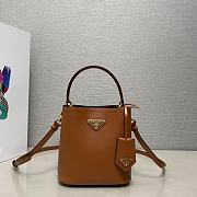 Prada Panier Saffiano Leather Bag Brown 15x16x9.5cm - 5