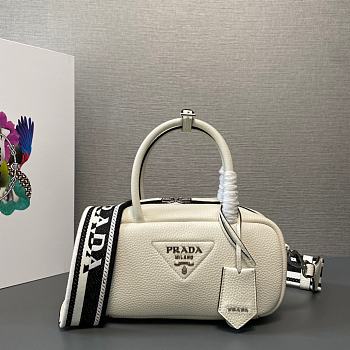 Prada Pattern Hand Bag White 24x12x8.5cm