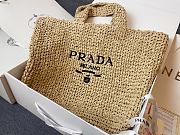 Prada Raffia Logo Tote Beige Bag Camel 40x15x34cm - 3