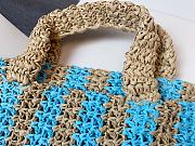 Prada Raffia Logo Tote Blue Bag Camel 40x15x34cm - 5