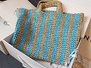 Prada Raffia Logo Tote Blue Bag Camel 40x15x34cm - 4