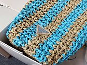Prada Raffia Logo Tote Blue Bag Camel 40x15x34cm - 2