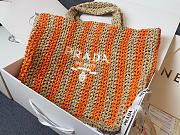 Prada Raffia Logo Tote Orange Bag Camel 40x15x34cm - 4