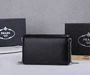 Prada Triangle Logo Chain Shoulder Black Bag 19x10x3cm - 6
