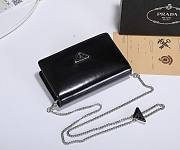 Prada Triangle Logo Chain Shoulder Black Bag 19x10x3cm - 4