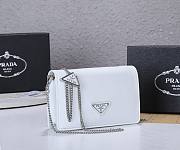 Prada Triangle Logo Chain Shoulder White Bag 19x10x3cm - 5