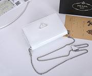 Prada Triangle Logo Chain Shoulder White Bag 19x10x3cm - 3