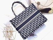 Dior Book Tote Small Blue Oblique Embroidery 36x28x17cm - 3