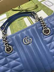 Gucci Mamont GG Tote Bag In Blue 26x19x11CM - 4