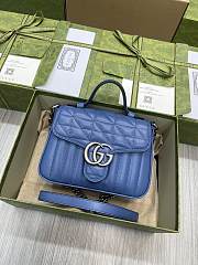 Gucci Marmont Top Handle Bag In Blue 21x15x8CM - 5
