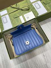 Gucci Marmont Top Handle Bag In Blue 21x15x8CM - 4