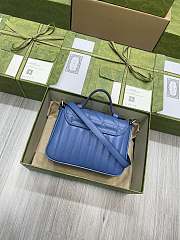 Gucci Marmont Top Handle Bag In Blue 21x15x8CM - 2