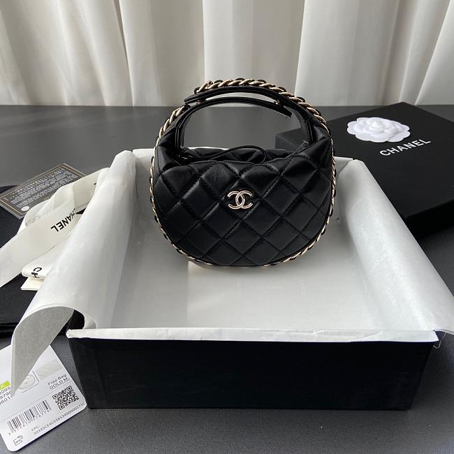 Chanel 23C Mini Hoop Loop Hobo Black 16x16x5.5cm - 1