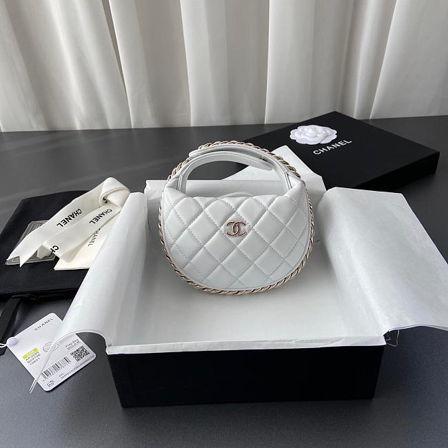 Chanel 23C Mini Hoop Loop Hobo White 16x16x5.5cm - 1