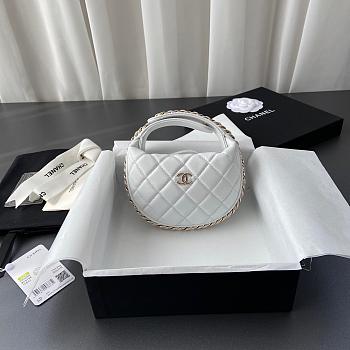 Chanel 23C Mini Hoop Loop Hobo White 16x16x5.5cm