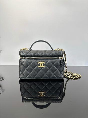 Chanel 25C Long Vanity Caviar Black Bag 17x19x5cm