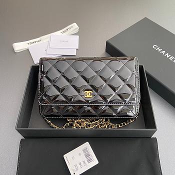 Chanel Woc Patent Black Gold Size 20x13x3cm