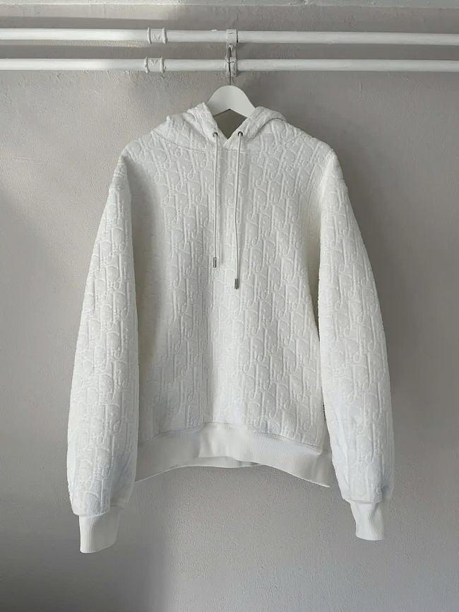 Dior Oversized Terry Cotton Jacquard Oblique Motif Hoodie - 1