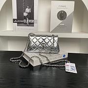 Chanel Flap Bag Metalic Silver Size 20×11×5cm - 1