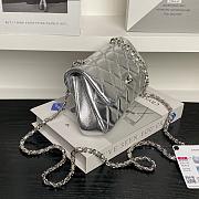 Chanel Flap Bag Metalic Silver Size 20×11×5cm - 6