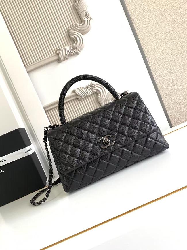 Chanel Flap Bag With Top Handle Lizard Coco 29×18×12cm - 1