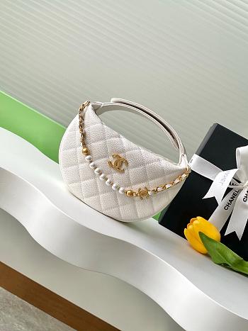 Chanel Half Moon Pearl White Size 16x16x5cm