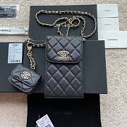 Chanel Phone Holder Lamb Black Glitter 10x16.5x2cm - 1