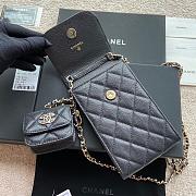 Chanel Phone Holder Lamb Black Glitter 10x16.5x2cm - 6