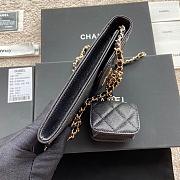 Chanel Phone Holder Lamb Black Glitter 10x16.5x2cm - 5