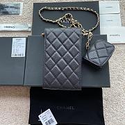Chanel Phone Holder Lamb Black Glitter 10x16.5x2cm - 4