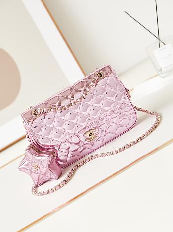 Chanel Pink Flap Mirror Bag with Star Size 24CM