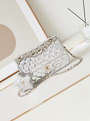 Chanel Silver Flap Mirror Bag with Star Size 24CM - 3