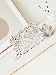Chanel Silver Flap Mirror Bag with Star Size 24CM - 2