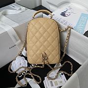 Chanel Yellow Quilted Caviar Backpack 18x13x9cm - 4