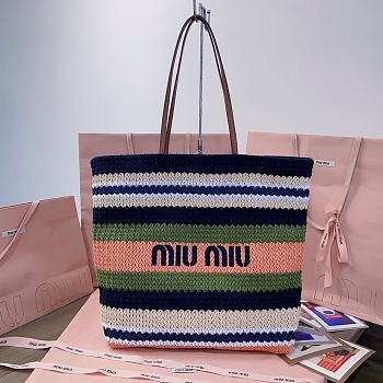 Miu Miu Crochet Tote Bag Peach Multicolored 40x16x34cm
