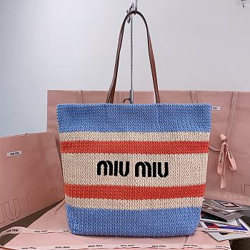 Miu Miu Crochet Tote Bag Blue Multicolored 40x16x34cm
