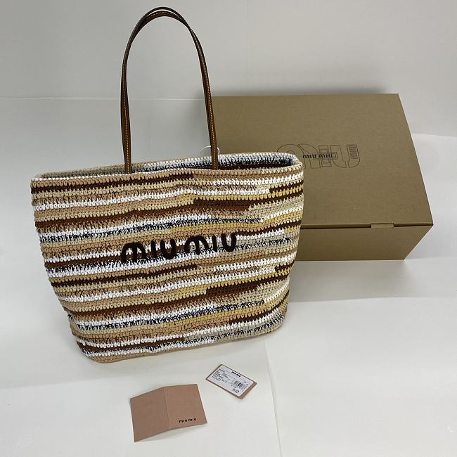 Miu Miu Crochet Tote Bag Yellow Multicolored 40x16x34cm - 1