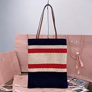 Miu Miu Crochet Woven Tote Bag Blue Red 30x38CM - 6