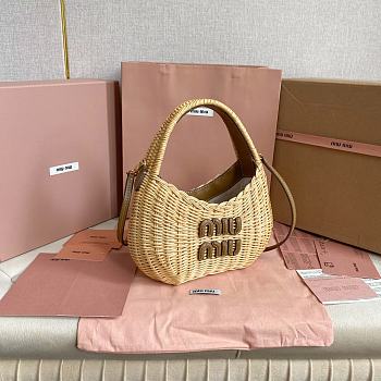 Miu Miu Ola Hobo Bag in Raffia 20x17x6cm