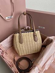 Miu Miu Wicker And Leather Handbag 15x20x8cm - 5