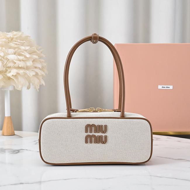 MiuMiu Beau Canvas and Leather Brandy Size 28X12X9cm - 1