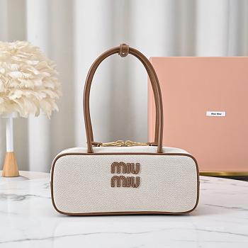 MiuMiu Beau Canvas and Leather Brandy Size 28X12X9cm