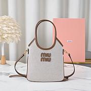 MiuMiu IVY Canvas and Leather Brandy Size 20x24cm - 4