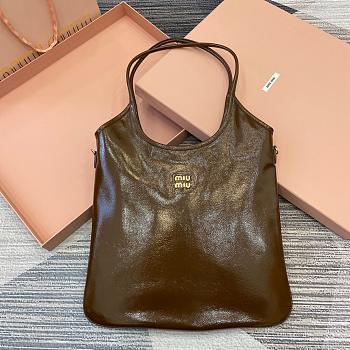 MiuMiu Palisander lvy Naplak Patent Leather Brown Size 35x40cm