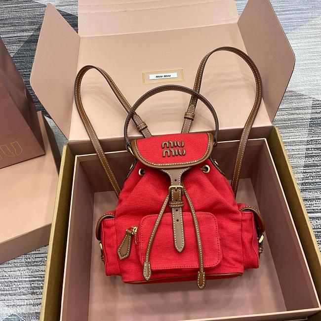 MiuMiu Red Canvas and Leather Red Backpack Size 22x18x11cm - 1